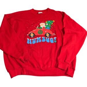 Vintage Santee red Christmas Santa Humbug crewneck sweatshirt (XXL)